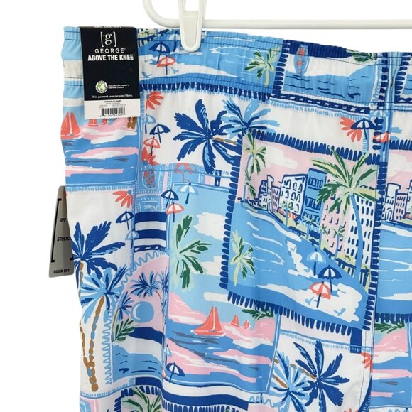 George Men's Stretch Above The Knee Novelty UPF 50 White Postcard Shorts 3XL NWT - Picture 3 of 12